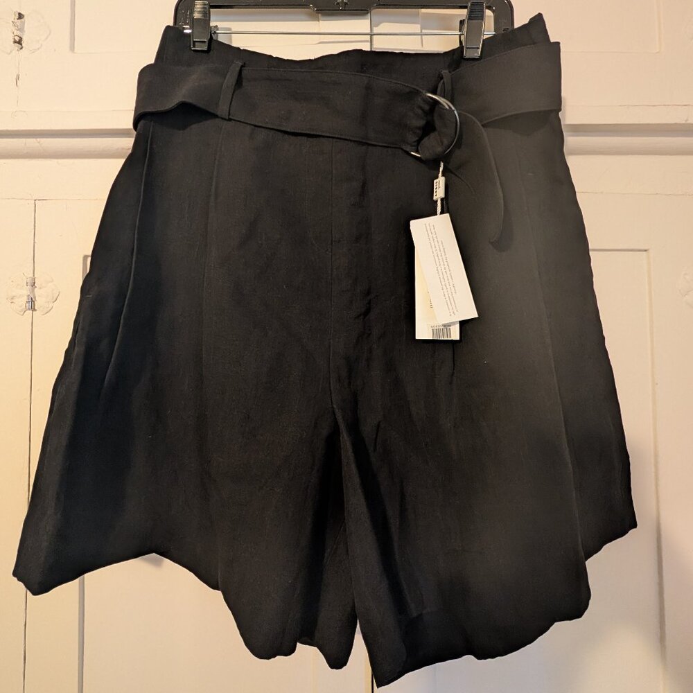 NWT Akris Punto Black Fiorellina Trouser High Waisted Shorts with Belt Size 14